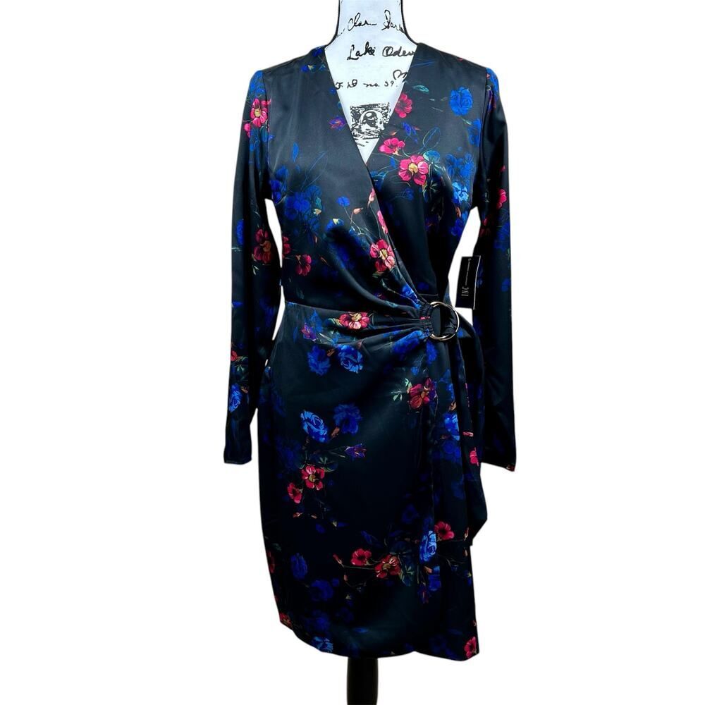 I.N.C. International Concepts Women Printed Surplice V-Neck Long-Sleeve Dress M